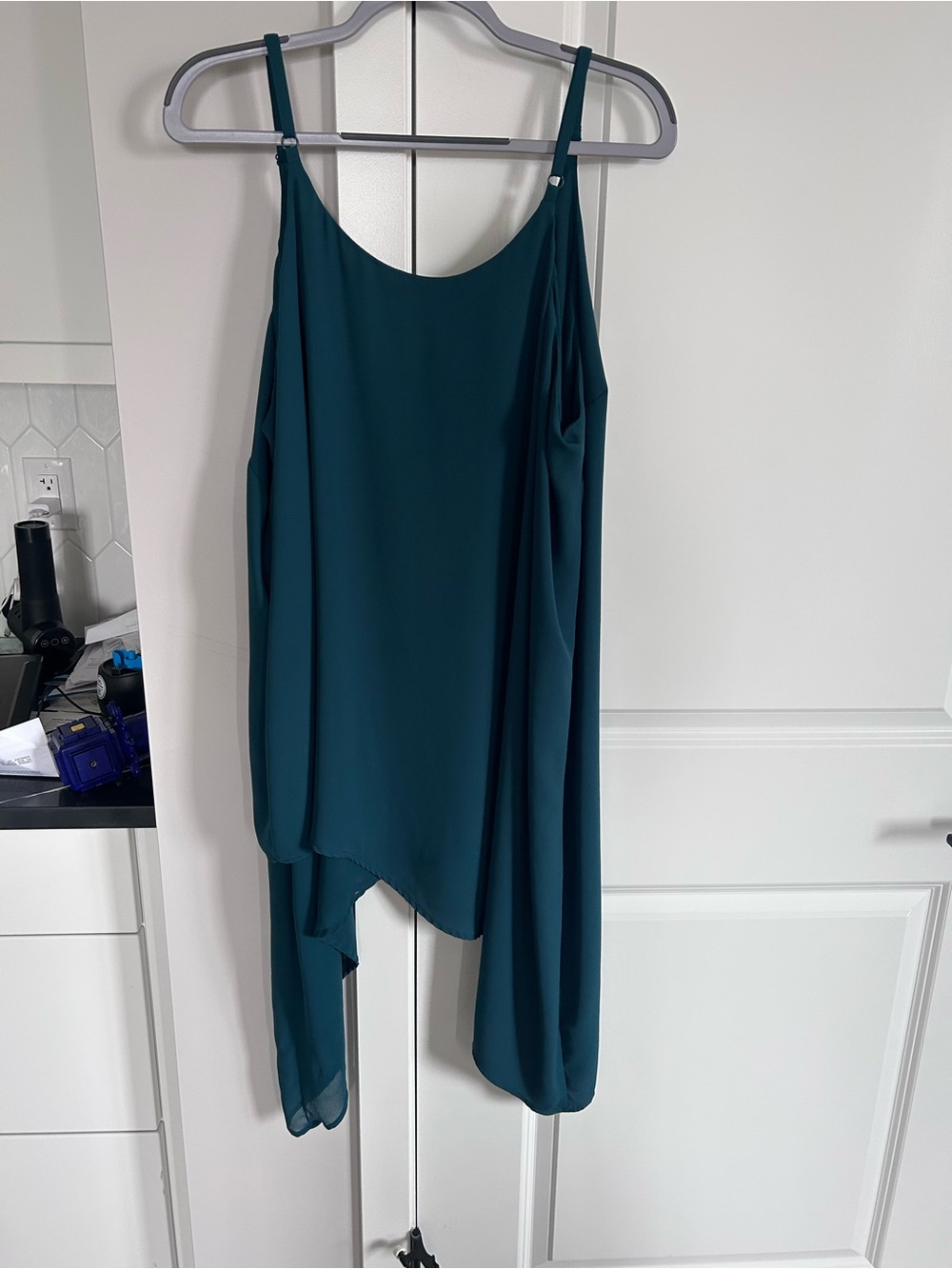 MBLM by Tess Holliday Teal Asymmetric Slip Dress Plus Size Midi Cami Sleeveless